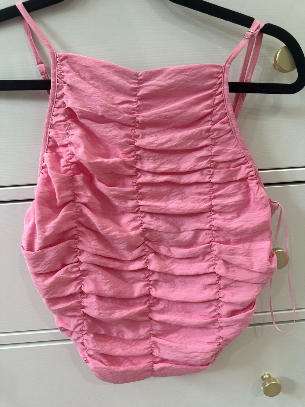 vestique Pink Ruched Halter Cami Top